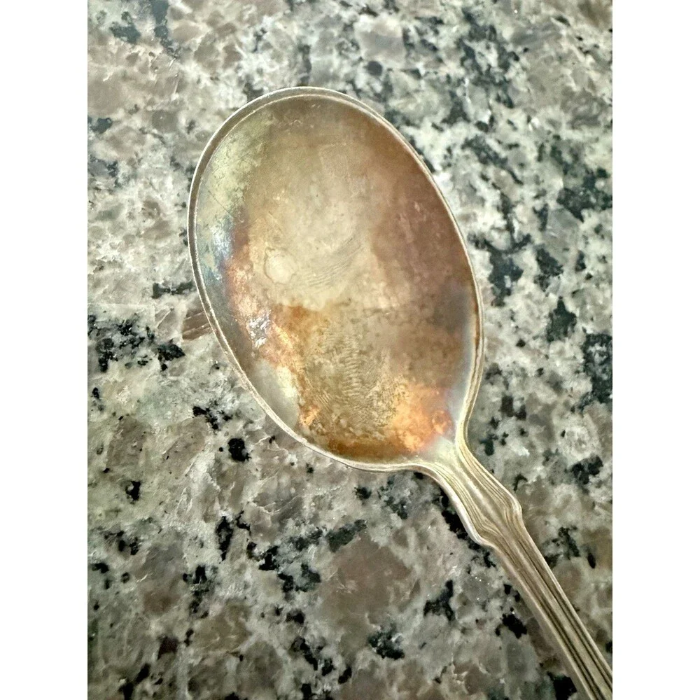 Antique 1912 Gorham Elmwood Bradford EP Oval Bowl Soup Spoon Hotel Silver Patina